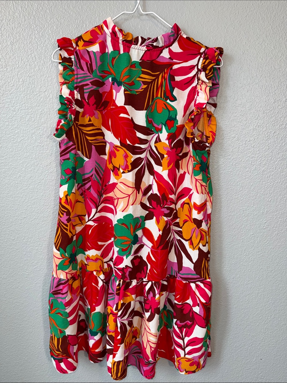 Bright Floral Ruffle Mini Dress by MNG - Picture 6 of 8